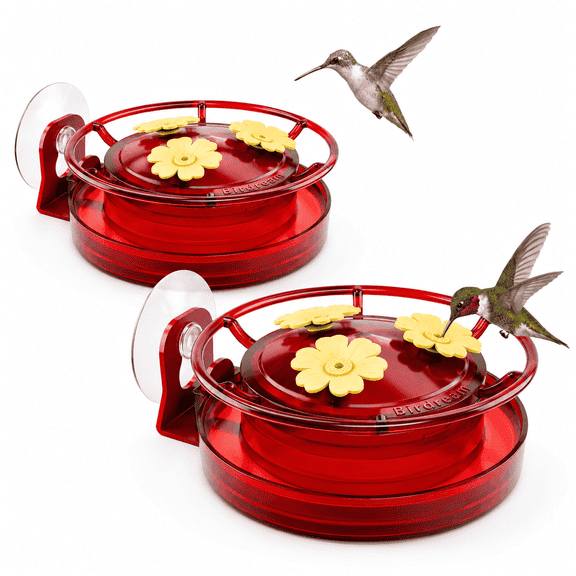 Birdream Red Window Hummingbird Nectar Feeder with Strong Suction Cup and Ant Moat, 5.1 oz, 2 Pack