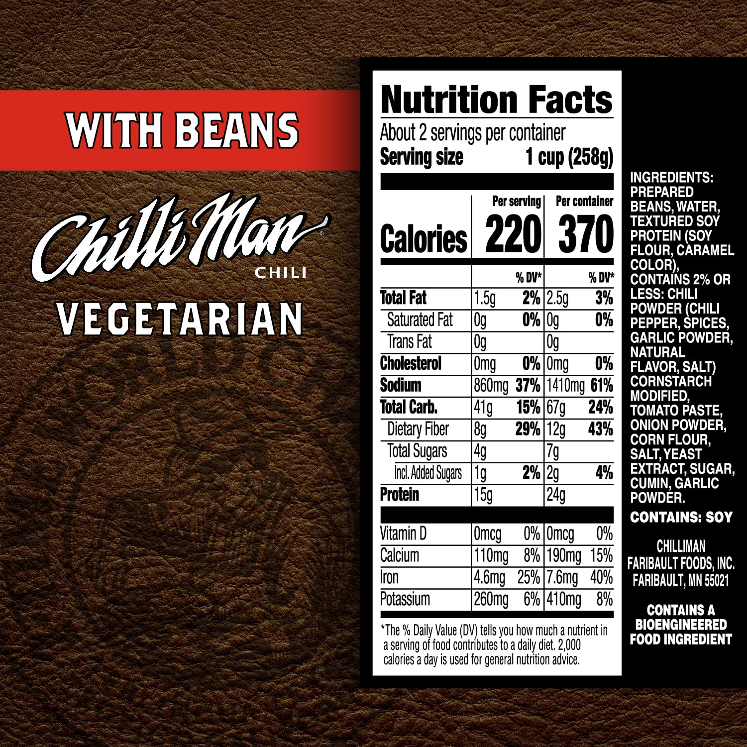(4 pack) ChilliMan Vegetarian Chili with Beans 15 oz. Can