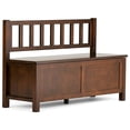 thumbnail image 1 of Simpli Home Artisan Banc de Rangement d'Entrée Transitionnel en Bois Massif de 47 Pouces en Brun Roux, 1 of 9