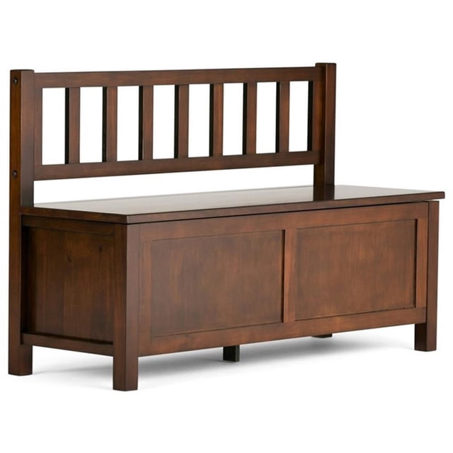 Simpli Home Artisan Solid Wood 47 " Transitional Entryway Storage Bench in Russet Brown