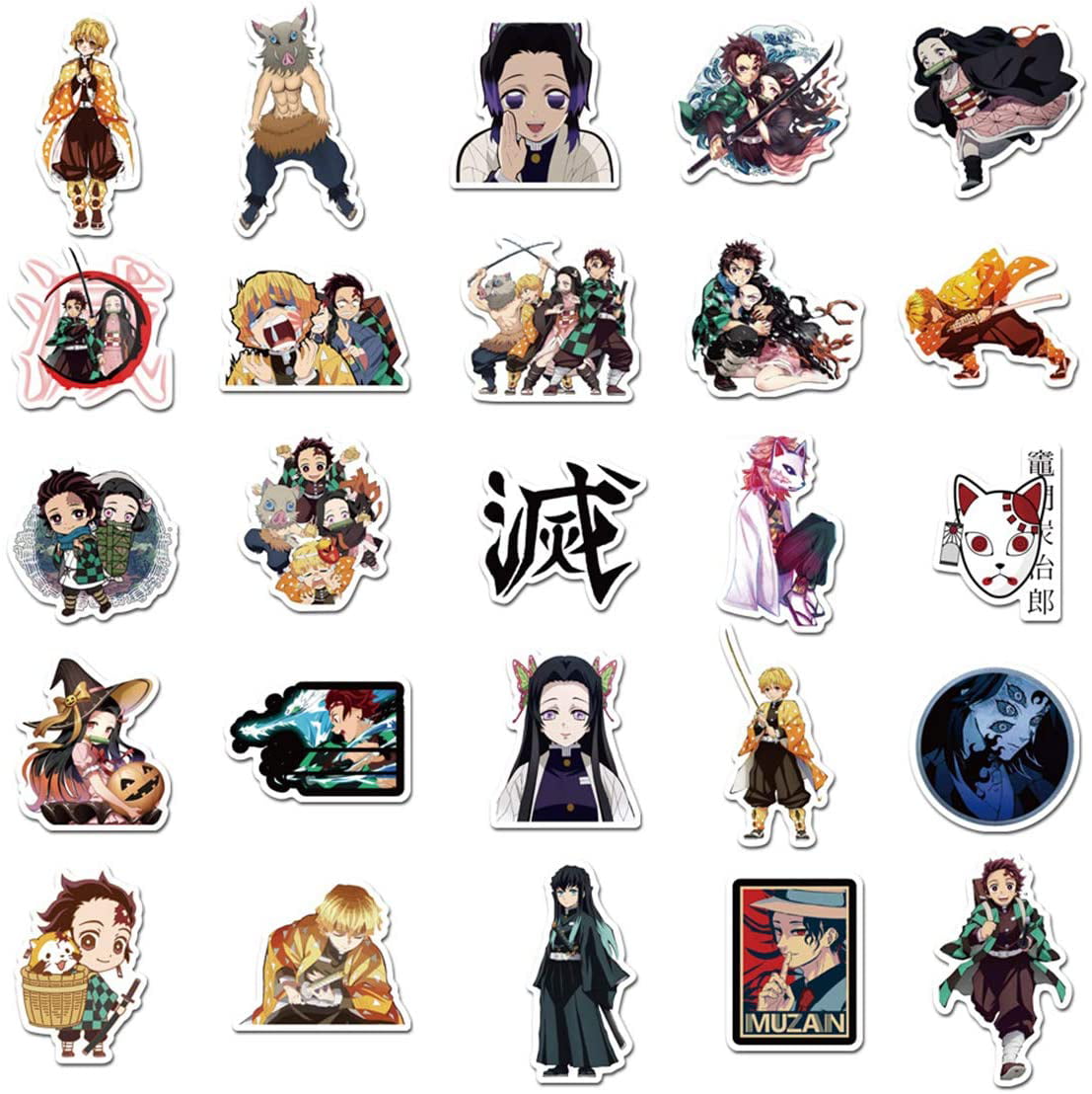 50 Anime Demon Slayer Kimetsu no Yaiba Cartoon Stickers for Luggage Laptop Decal 
