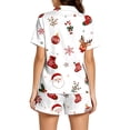 thumbnail image 3 of FASHOFT Christmas Pajamas for Women Set Xmas Button Down Pjs Set Holiday V Neck Sleepwear Santa Short Sleeve Loungewear Set XL, 3 of 5