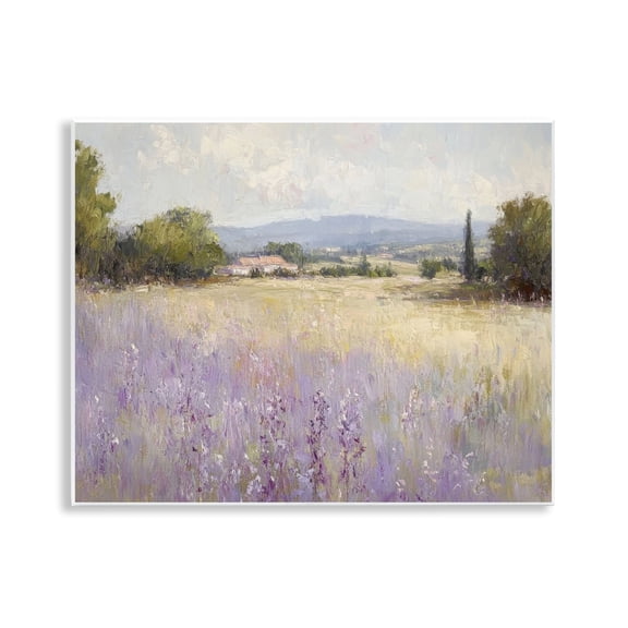 Stupell Industries Lavender Farmland Meadow Landscape & Nature Painting Unframed Art Print Wall Art, 14 x 11
