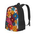 thumbnail image 3 of Large Capacity Backpack 16.5×12.5×5.5in Widened Shoulder Strap Design Main Bag Large Top Handle Belt Adjustable Shoulder Strap Colorful Floral Pattern Groovy Flowers (1), 3 of 8