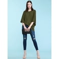 thumbnail image 5 of Made by Johnny Womens V-Neck Square Sleeves Oversized Loose Fit Top M OLIVE, 5 of 6