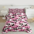thumbnail image 2 of Feelyou Pink Black Camo Full Size Comforter Sets for Kids, Stripes Abstract Ombre Bedding Comforter Set, Cartoon Camouflage Reversible Bedding Sets, Luxury Bedroom Decor, 3pcs, 2 of 8