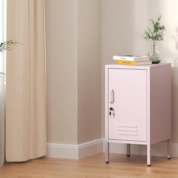 Metal Locker End Table,Modern Minimalist Room Side Table with 2 Adjustable Shelf,Anti-Tilt Design,Multi Storage Cabinet for Living Room Bedroom, Easy to Assemble