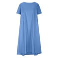 thumbnail image 4 of Tshirt Dress Women Cotton Linen Lightweight Short Sleeve Crewneck Loose Fit Flowy Maxi Dress Summer Lounge Dress, 4 of 5