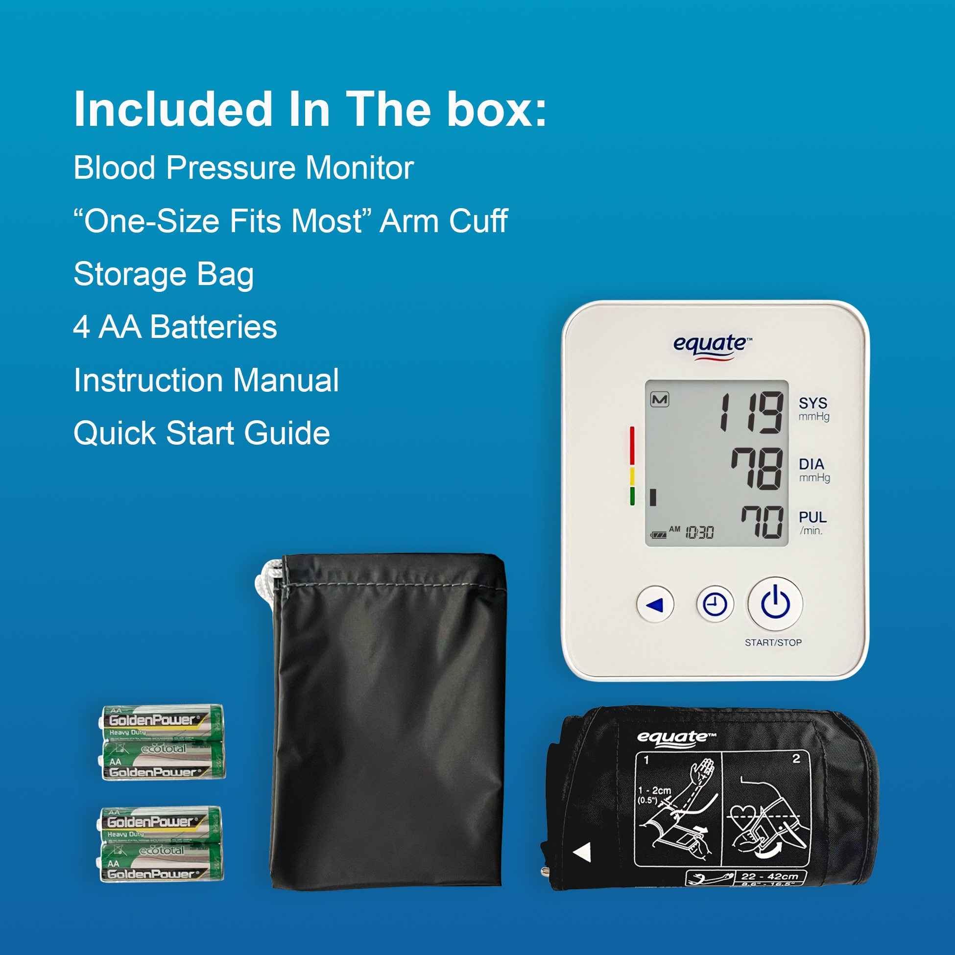 Monitor de presión arterial para brazo Equate con brazalete de rango amplio – Detección de latidos irregulares 3