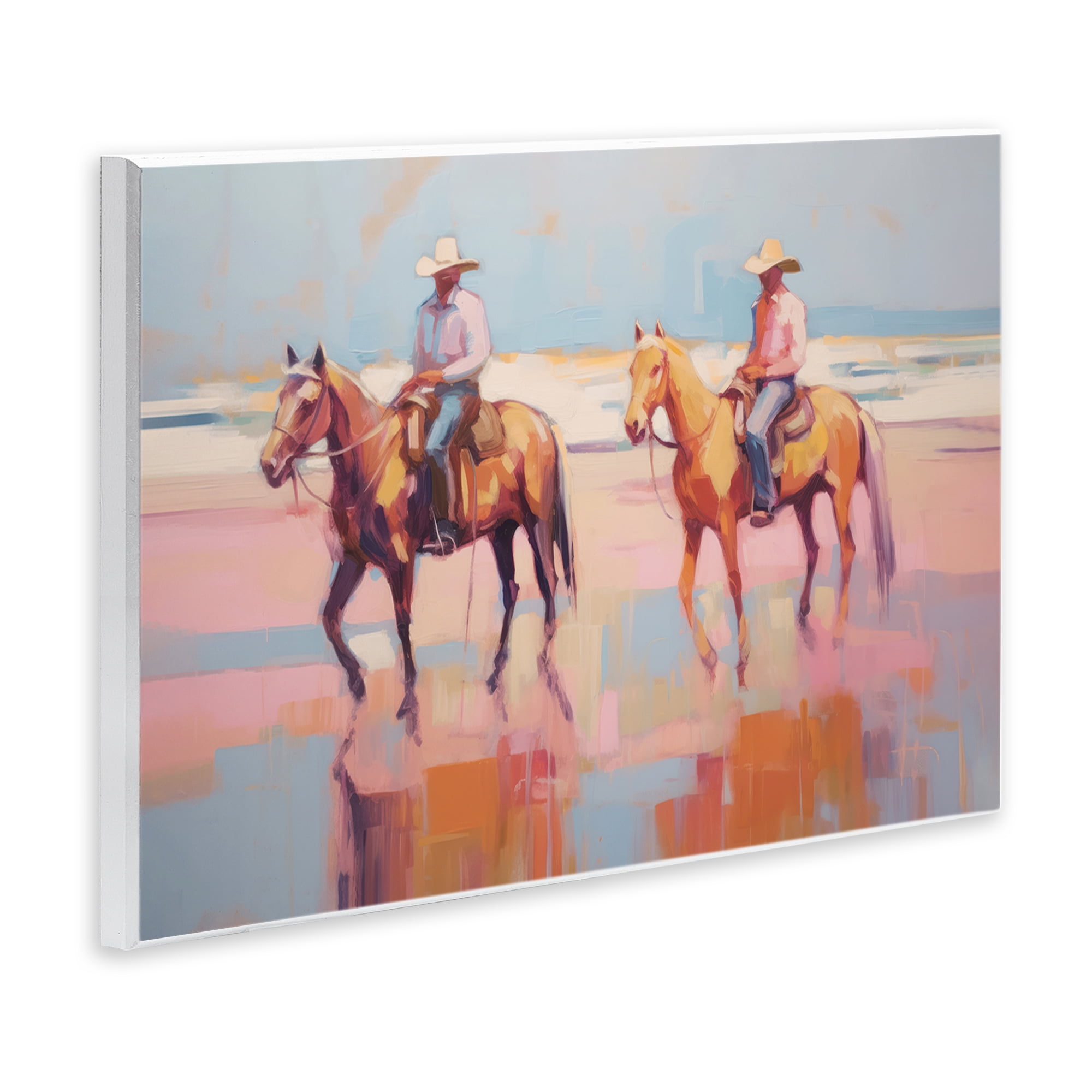 Stupell Industries Two Cowboys in Creek People Painting Unframed Art Print Wall Art, 19 x 13