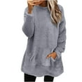 thumbnail image 2 of lcziwo 2024 Womens Fuzzy Sherpa Fleece Sweaters Casual Crewneck Sweatshirt Pullover Plain Casual Loose Cozy Winter Loungewear with Pockets, 2 of 6