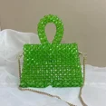 thumbnail image 2 of Carteras y bolsos hechos a mano con cadena de metal, bolsos de hombro tipo bandolera de diseñador con cuentas de perlas, bolsos casuales de mujer con solapa de perlas acrílicas, 2 of 5