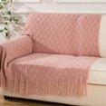 thumbnail image 3 of Knit Diamond Pattern Decorative Throw Blanket for Couch Chair Sofa Home Decor (Pink, 60"x80"), 3 of 7