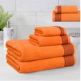 thumbnail image 2 of GLAMBURG Ultra Soft 6 Pack Cotton Towel Set, Contains 2 Bath Towels 28x55 inches, 2 Hand Towels 16x24 inches & 2 Wash Coths 12x12 inch, Compact Lightweight Quickdry Towel Set for Everyday use- Orange, 2 of 8