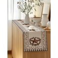 thumbnail image 5 of Table Runner 120 Inches Long for Kitchen Dining, Western Texas Star Vintage Dresser Scarf Farmhouse, Dining Table Decorations for Wedding/Parties, Rustic Wreath Black Beige Plaid 13 x 120 In, 5 of 8