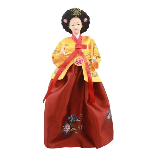 Muñeca coreana Hanbok, geisha, kimono, escultura, novedosa, estatua femenina independiente de 30 cm, muñeca asiática antigua para estantería o mesa. Estilo G