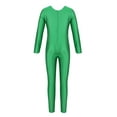 thumbnail image 2 of Vxuxlje Kids Girls Full Body Romper Jumpsuit Ballet Dance Gymnastics Leotards Lomg Sleeve Catsuit Green S, 2 of 6