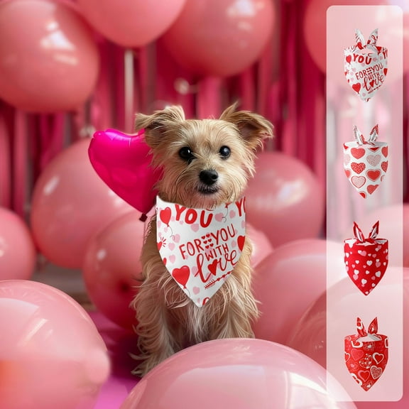 kladzum Valentines Day Dog Bandanas, Pet Scarf Valentine's Day Pet Apparel Pet Scarf Cats and Dog Tricot Pet Accessories Valentine's Day Decorations