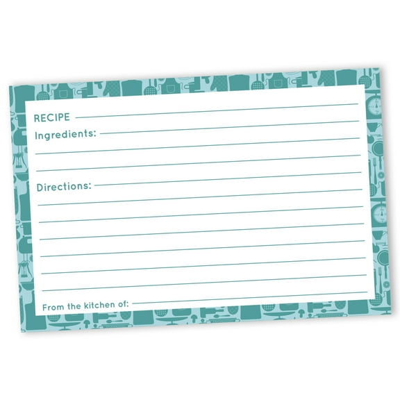 Inkdotpot Recipe Card 6x4 inch Single-Sided Recipe Design Cards Border Recipe Cards Wedding-Bridal Shower-Baby Shower- Pack of 50