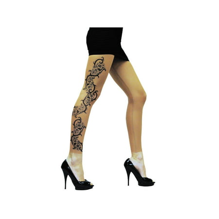 Wild Rose Black Lily Tattoo Leggings Flower Mesh Scroll Blackwork Lace Hip (Best Female Hip Tattoos)