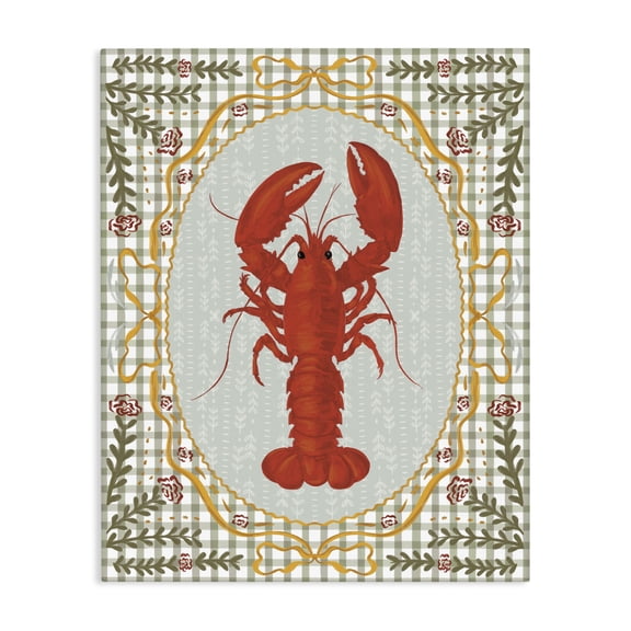 Stupell Industries Coastal Lobster with Gingham Kitchen Charm Canvas Art, 16 x 20, by Vero Illustrates