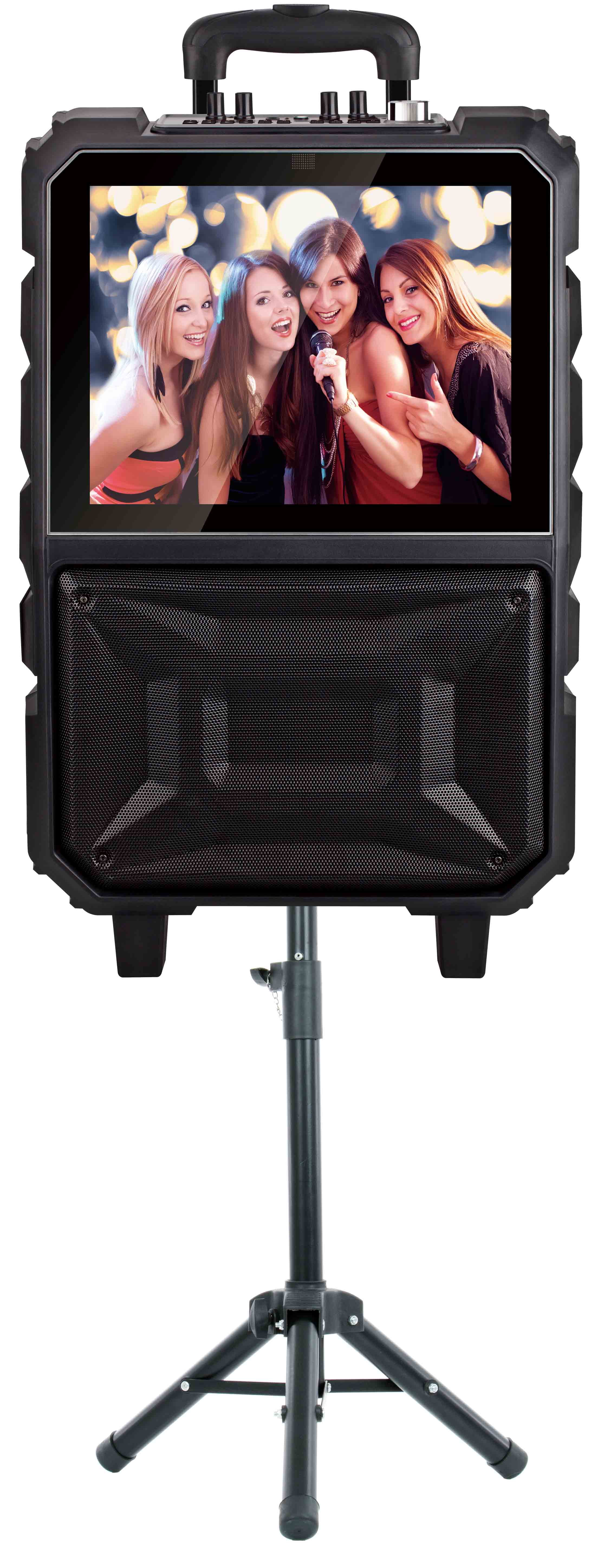 QFX KAR920 PORTABLE KARAOKE SPEAKER, 15" ANDROID TABLET, WIFI, STAND