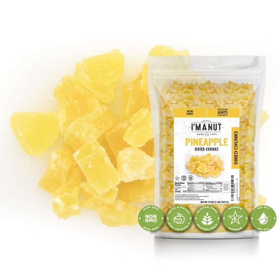 Premium Dried Pineapple 16 oz – Dried Fruit, Non-GMO, Gluten & Peanut Free, Guilt-Free Snack, Kosher