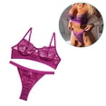 thumbnail image 2 of Encaje sexy conjunto de ropa interior sujetador ropa interior regalo para mujeres niñas, púrpura, L 2 piezas seitruly XX000054-41, 2 of 6