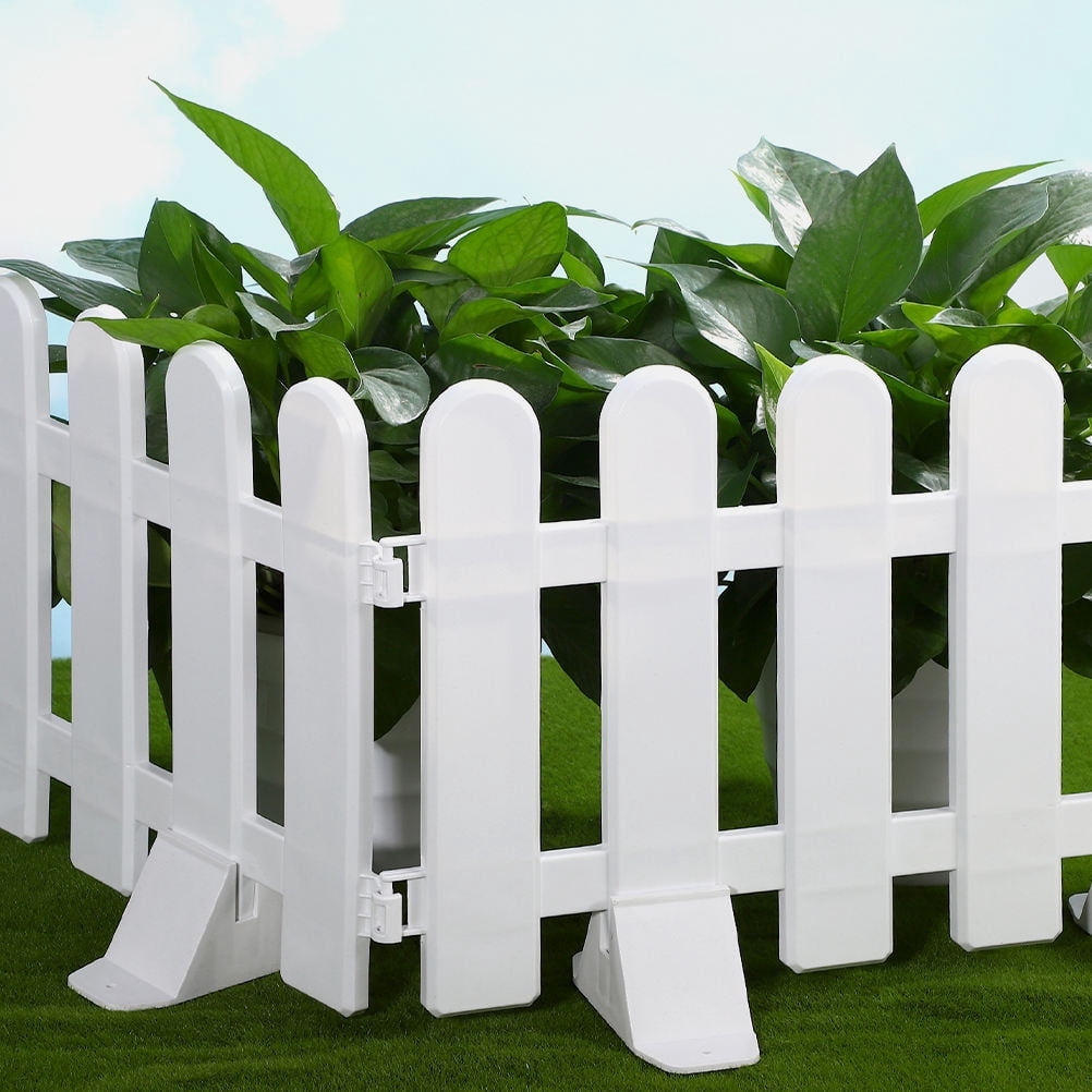 WORGEOUS  4 Pcs Garden Fence White Picket Decorative Panel Landscape Edging