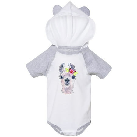 

Inktastic Cute Llama with Flower Gift Baby Boy or Baby Girl Bodysuit
