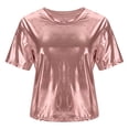 thumbnail image 4 of Miluxas Women's Short Sleeve T Shirts Metallic Shiny Top Casual Round Neck Party Disco Club Tees Pink M(M), 4 of 6