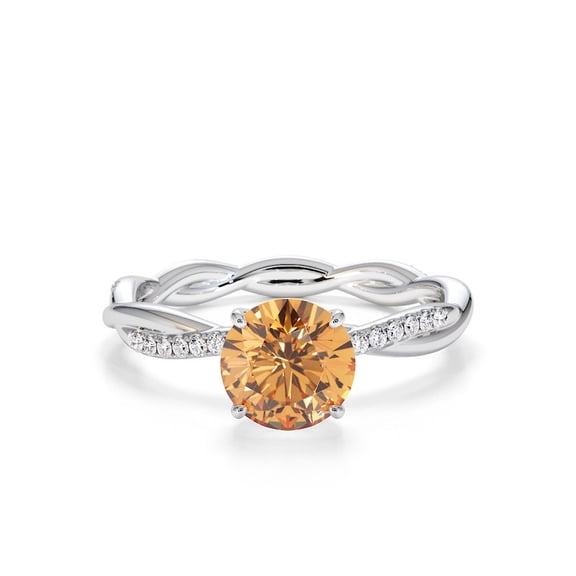 925 Sterling Silver Round-Cut 1 Ctw Citrine Solitaire Accent Stones Ring – Timeless Wedding Engagement Ring for Women_11