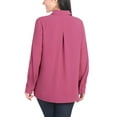thumbnail image 4 of Hilary Radley Women's Roll Tab Sleeve Blouse, Button Down, Long Sleeve, Crinkle Top with Chest Pockets (US, Alpha, Medium, Regular, Regular, Dark Pink), 4 of 7