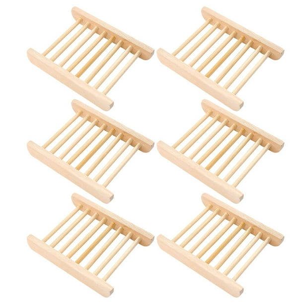 EeaseMX 6 jaboneras de madera para escurrir platos, soporte de madera para jabonera de baño