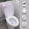 thumbnail image 3 of COEQINE Light Violet Marble Toilet Lid Cover and Toilet Tank Cover, Stretchable Easy Installation Breathable Toilet Cover 2 Piece Set, Fits Most Tanks & Lids, 3 of 7