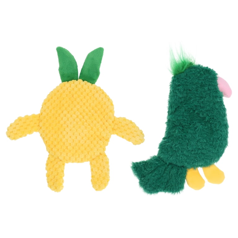 Vibrant Life Summer Flattie Bird and Pineapple Dog Toys with