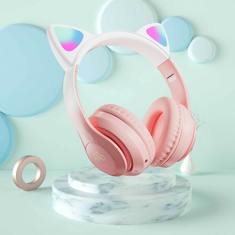 Leyeet Cat Ear Kids Bluetooth Headphones, LED Light, Foldable