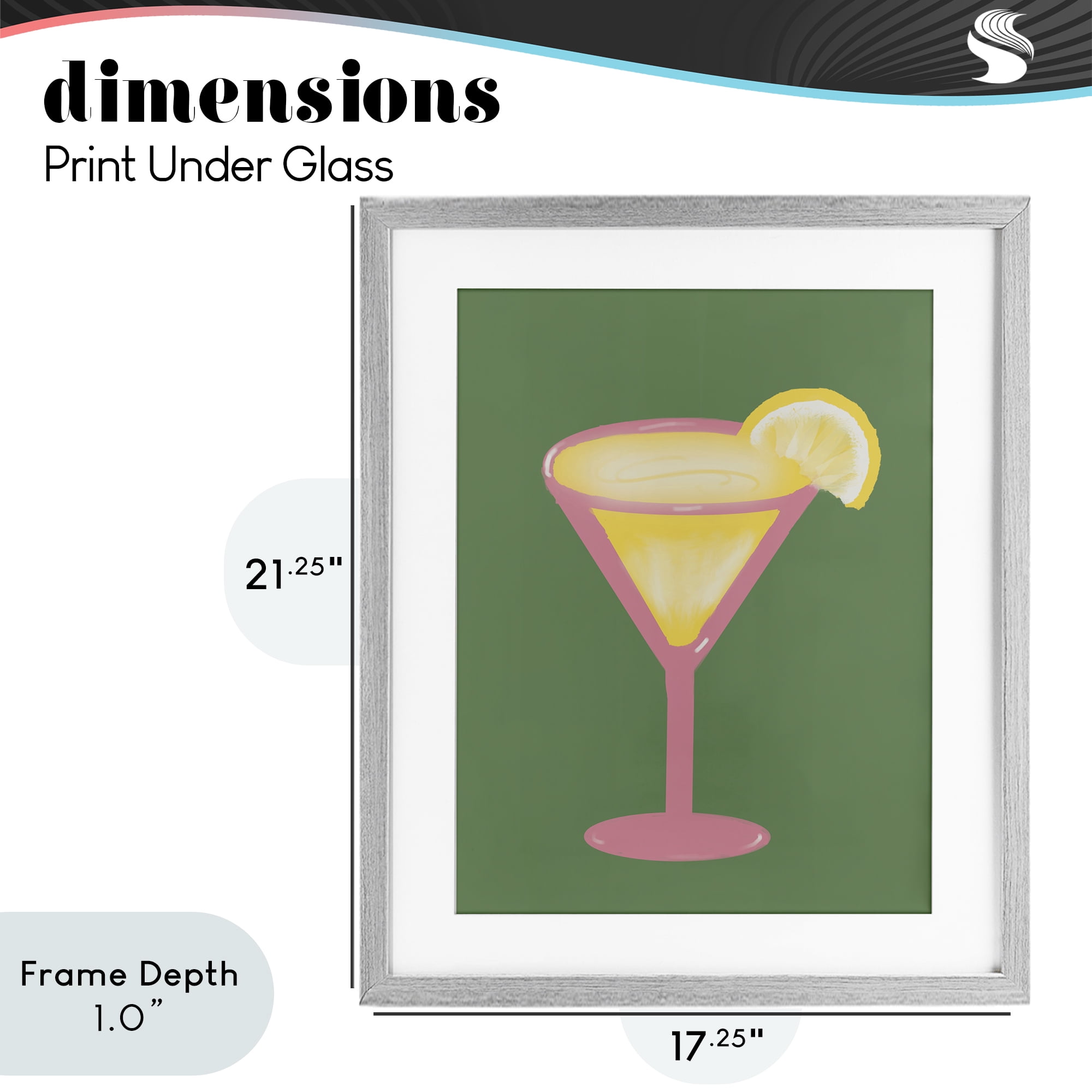 Stupell Industries Lemon Drop Glass over Green Gray Framed Print Under Glass, design by Robin Maria