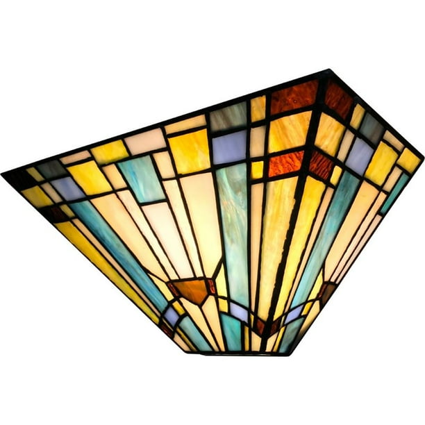 Arts & crafts/mission stylefilter applied. chloe lighting kinsey tiffany style 1 light mission wall sconce 12 wide