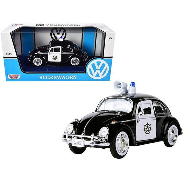 Motormax 79578 1966 Volkswagen Beetle Voiture de Police Noir et Blanc 1 par 24 Voiture Miniature Moulée sous Pression