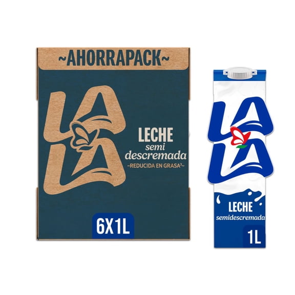 Leche Lala UHT semidescremada 6 pack 1 l c/u