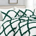 thumbnail image 3 of D.N.G. BEDDINGS 3 Piece Luxury Two Tone Diamond Ruffle Pattern Comforter Set Premium Super Soft, All Season 800 Thread Count 100% Egyptian Cotton Full/Queen Size Teal Green/White Solid Color, 3 of 4