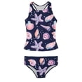 thumbnail image 2 of Miaoju Girls Swimsuit 2 Piece Bathing Suit Contrast Trim Girls Tankini Adjustable Straps Modest Swimwear 9-16y, 2 of 4