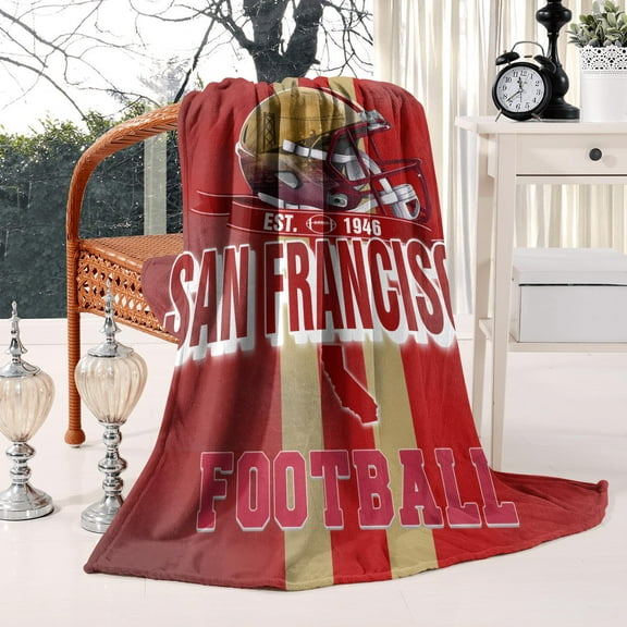 Cozy Soft Football Themed Fleece Blanket, Warm Football Gifts for Boys/Men/Team, Gifts for Football Players/Lovers, Who Loves Football Throw Blanket 50'' X 60'', Aan Francisco