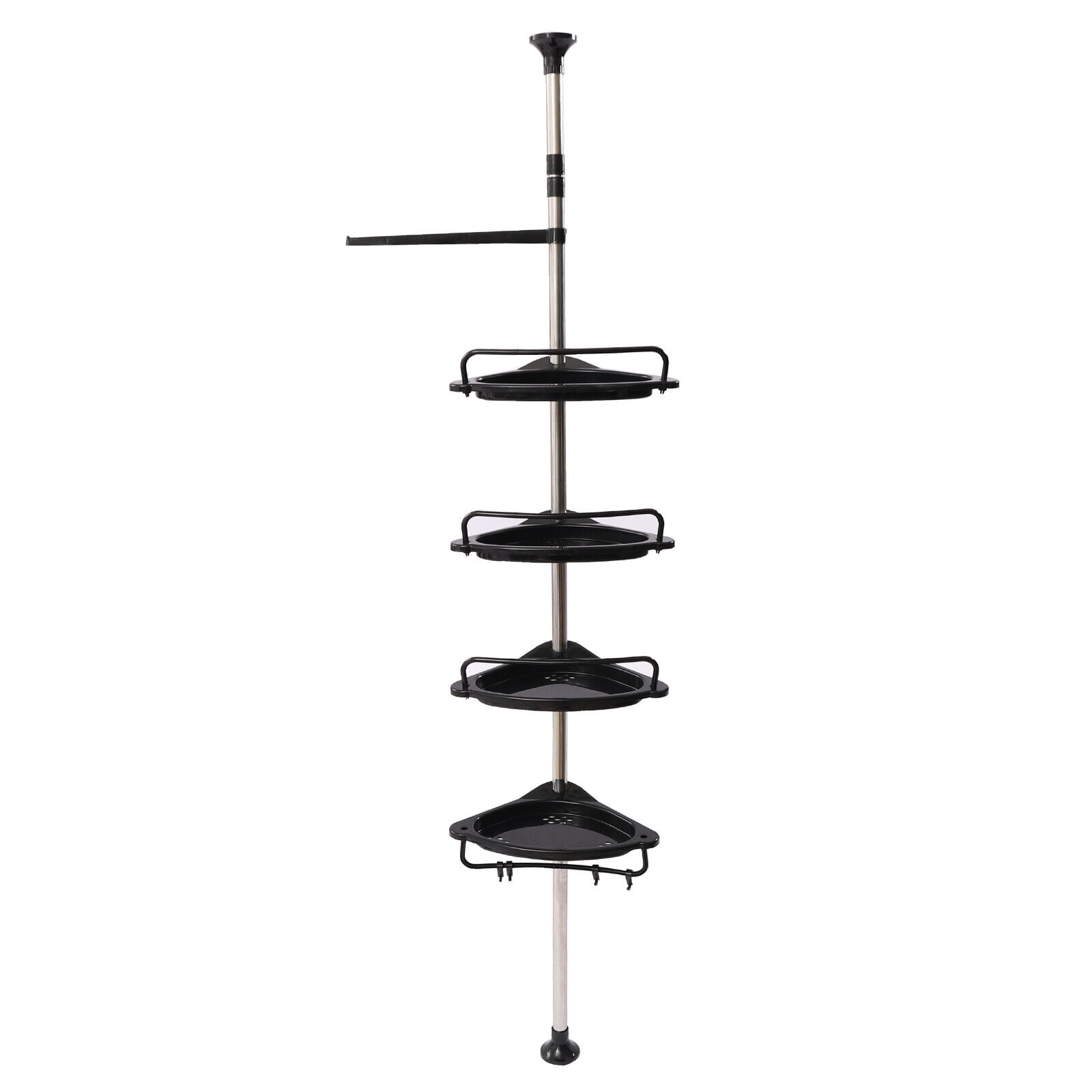 Corner Tension Pole Shower Caddy,4 Tiers Stainless Steel Adjustable