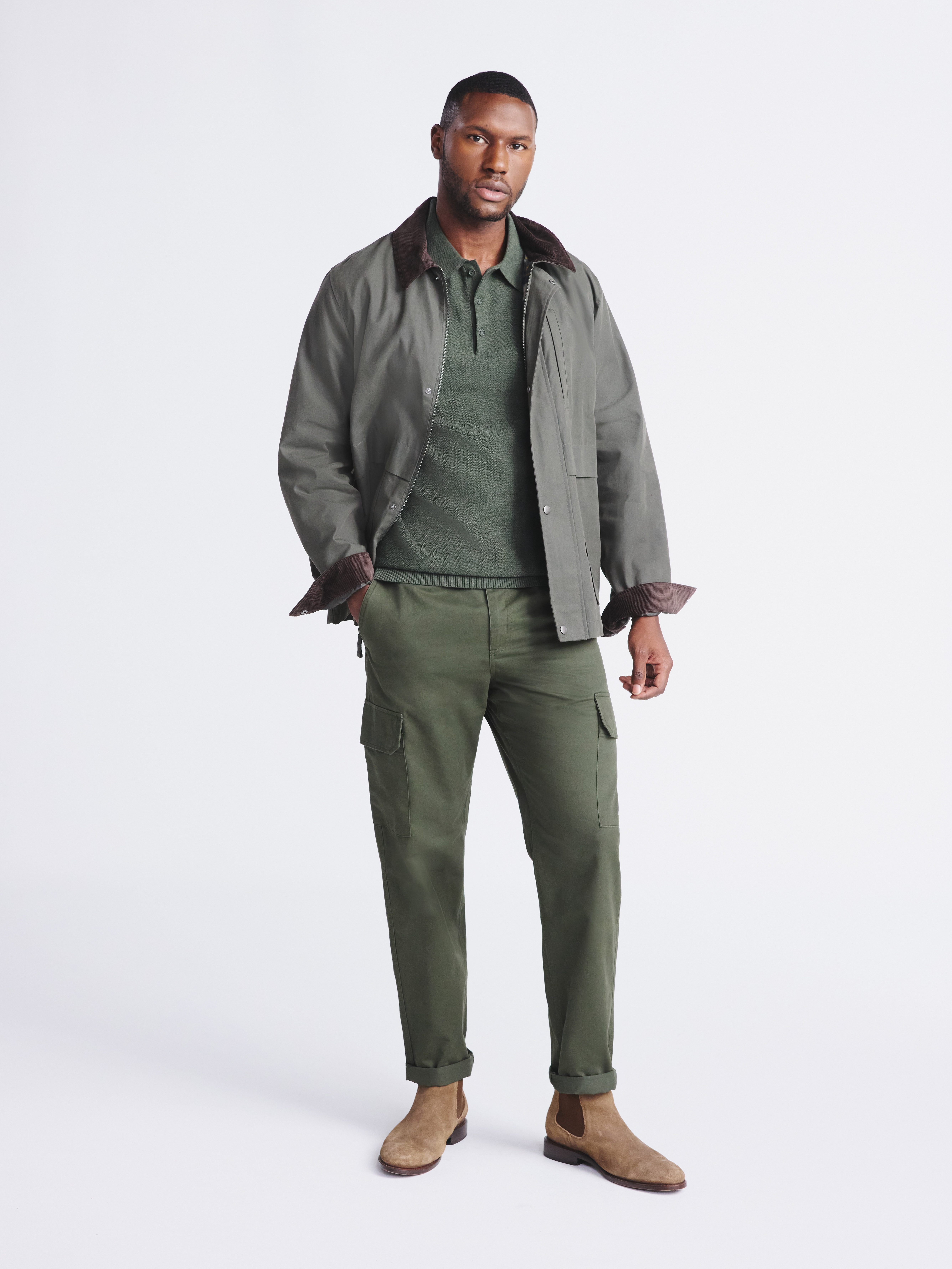 Free Assembly Men's Cozy Yarn Herringbone Polo Sweater with Short Sleeves, Sizes S-3XL