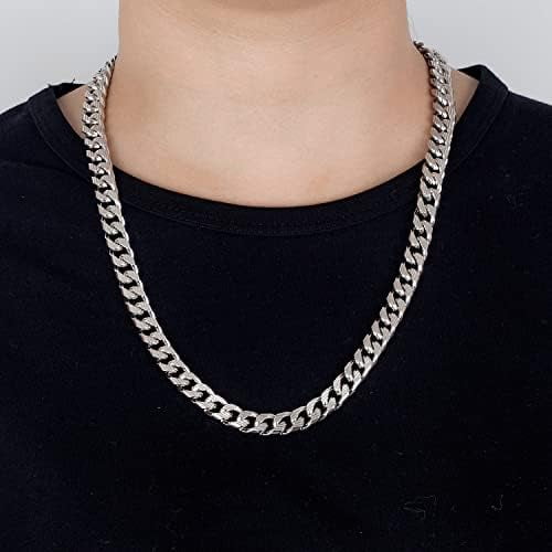 Men 925 Sterling Silver Solid Miami Cuban Chain Necklace 10MM &12MM- Curb Cuban 18 "20 "22" 24 "26" 28" Thick Big Link Choker For Man - Fine Jewelry