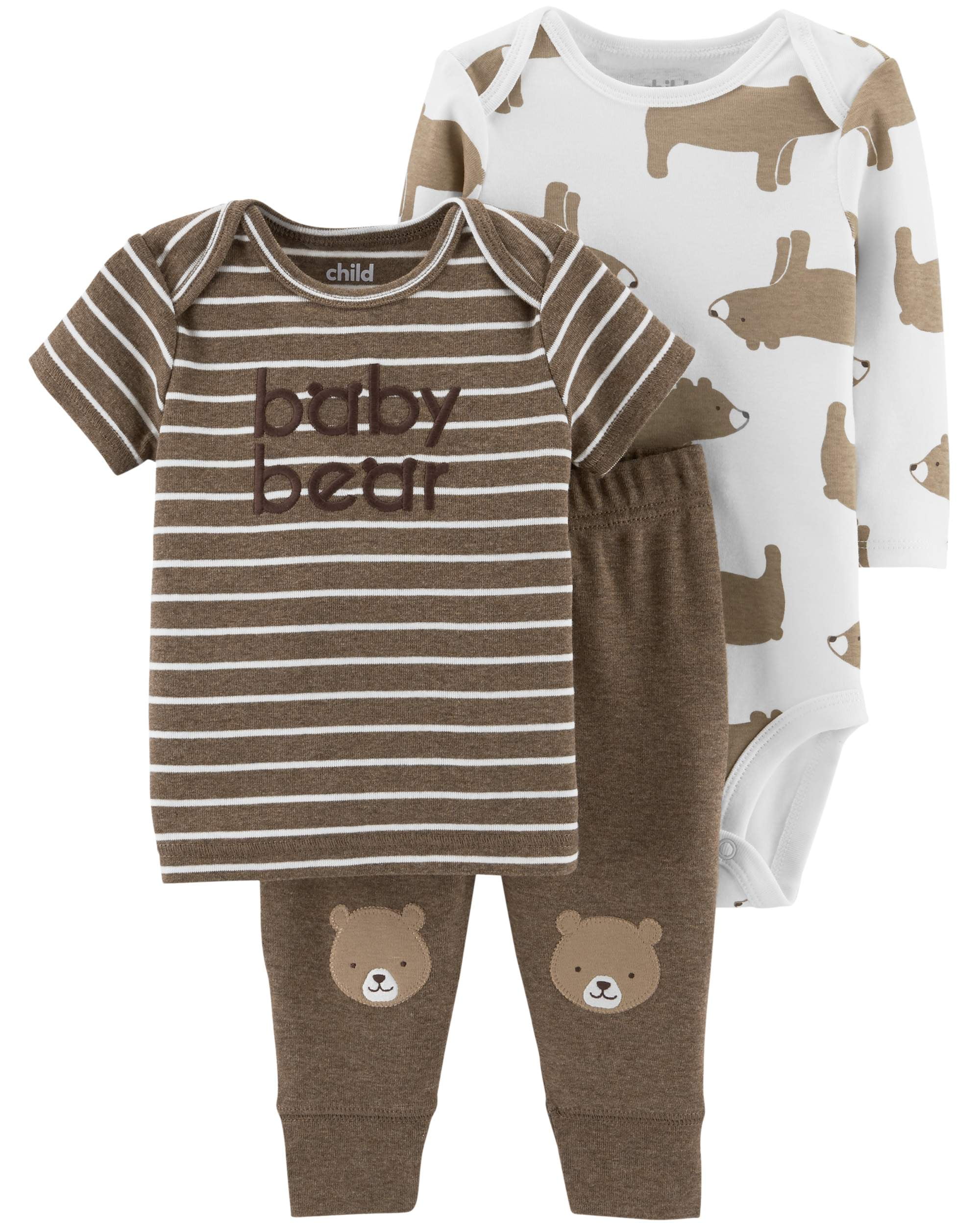 Dream-R Bear Baby Cub Newborn Babys Boys & Girls Short Sleeve Bodysuit Outfits For 0-24 Months Black