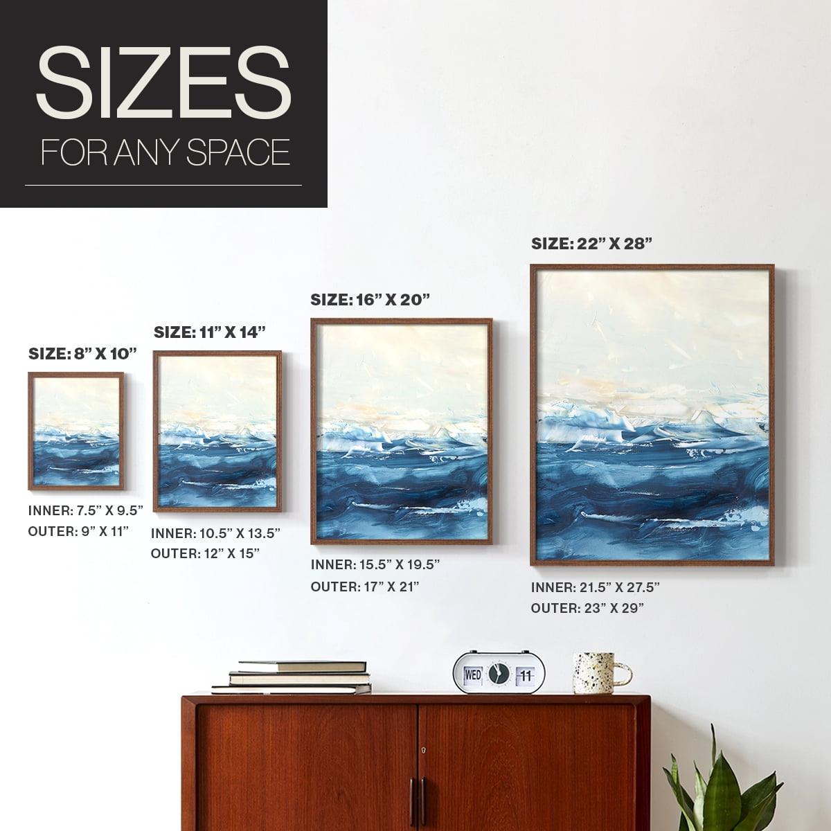 Wave after Wave II Framed Print in Brown Solid Wood 11 x 14 Framed Print