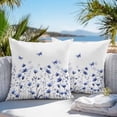 thumbnail image 5 of Waterproof Throw Pillow Covers Set of 2, 24x24 Inch Purple Floral Butterfly Decorative Pillowcases Outdoor Pillow Slip Cushion Covers Set for Couch Tent Spring Rustic Botanical Flowers, 5 of 7